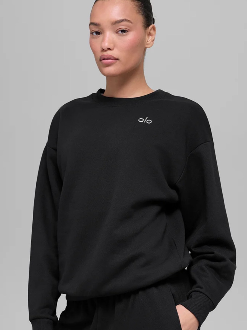 Alo  Black Crewneck Sweatshirt